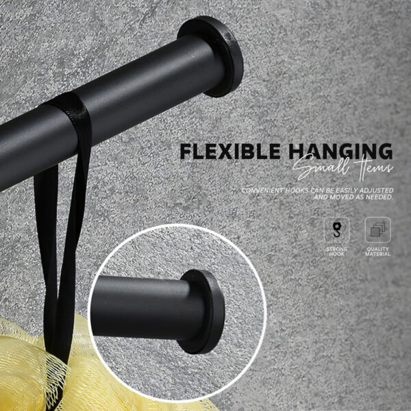 MIORAH Bathroom Organizer: Multifunctional Wall-Mounted Tissue Paper Holder, Toilet Paper Roll Holder, Hand Towel Holder - Self-Adhesive, Rustproof Carbon Steel for Home & Office Black-Pack of 1 - Image 4