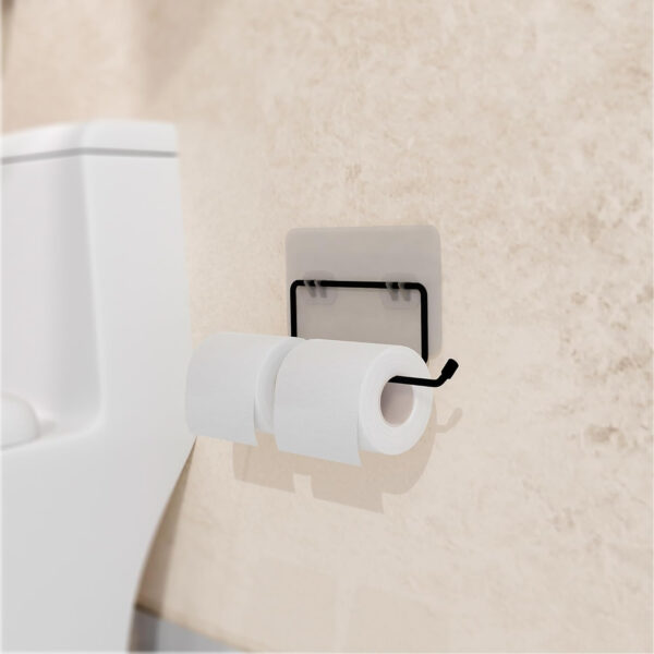 MIORAH Bathroom Organizer: Multifunctional Wall-Mounted Tissue Paper Holder, Toilet Paper Roll Holder, Hand Towel Holder - Self-Adhesive, Rustproof Carbon Steel for Home & Office Black-Pack of 1 - Image 14