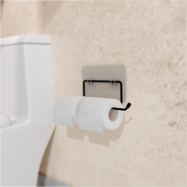 MIORAH Bathroom Organizer: Multifunctional Wall-Mounted Tissue Paper Holder, Toilet Paper Roll Holder, Hand Towel Holder - Self-Adhesive, Rustproof Carbon Steel for Home & Office Black-Pack of 1 - Image 22