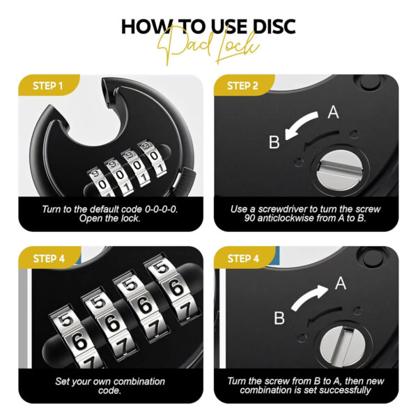 MIORAH Number Locks for Door |Combination Lock Padlock Secure Number Lock | Multi-Purpose Lock for Home, Office, and Outdoor Use Black Pack of 1 - Image 15