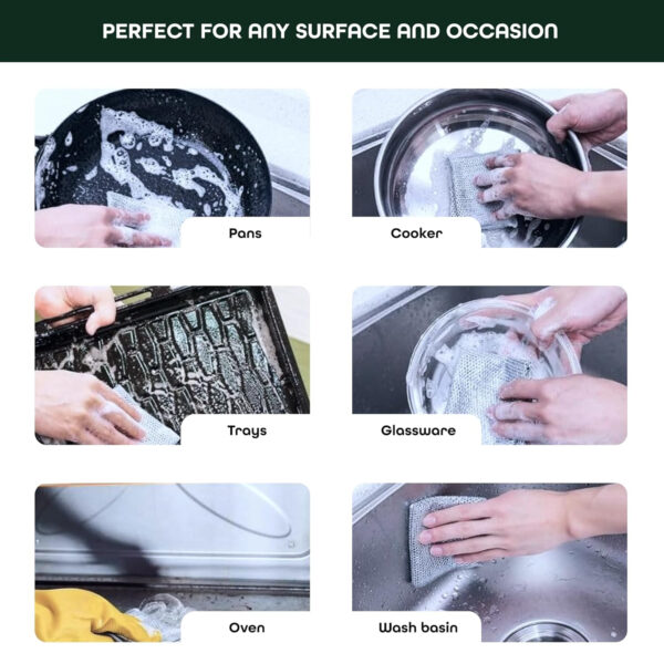 MIORAH 10 Pack Steel Scrubber for Kitchen Utensils Non-Scratch Dishwash Scrub for Kitchen Cleaning | Utensil Cleaner Scrub & Vessel Cleaning Tool Silver - Image 5