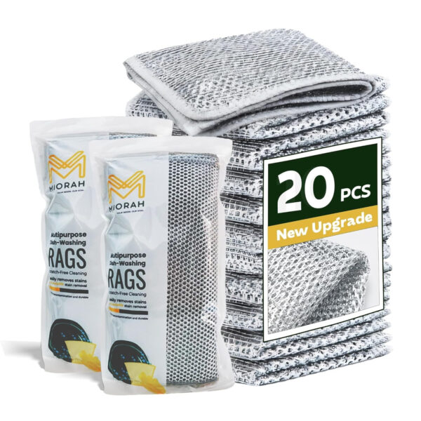 MIORAH 20 Pack Steel Scrubber for Kitchen Utensils Non-Scratch Dishwash Scrub for Kitchen Cleaning | Utensil Cleaner Scrub & Vessel Cleaning Tool Silver