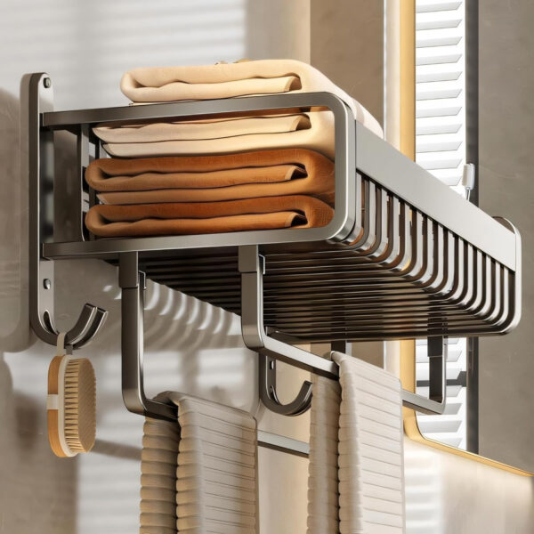 Bathroom Accessories Set - 24 Inch MIORAH Towel Rod Towel Rack Clothes Hanger and Towel Holder - Rust-Resistant Bathroom Fittings for Home Black Pack of 1