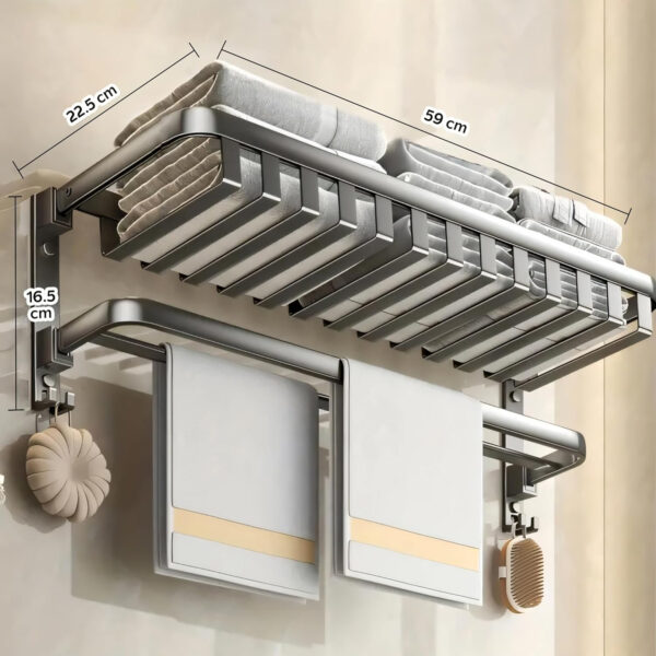 Bathroom Accessories Set - 24 Inch MIORAH Towel Rod Towel Rack Clothes Hanger and Towel Holder - Rust-Resistant Bathroom Fittings for Home Black Pack of 1 - Image 7