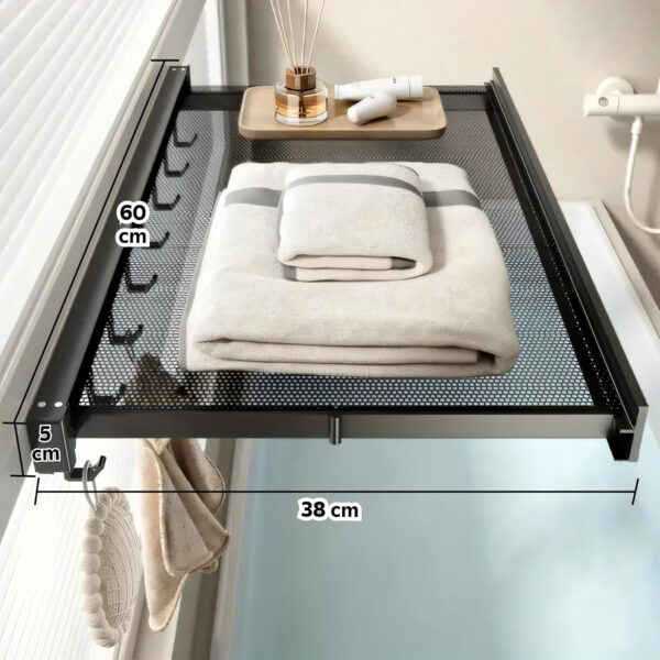 Bathroom Accessories Set - 24 Inch MIORAH Towel Rod Towel Rack Clothes Hanger and Towel Holder - Rust-Resistant Bathroom Fittings for Home Black Pack of 1 - Image 2