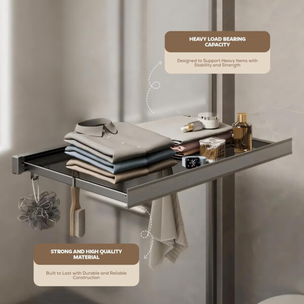 Bathroom Accessories Set - 24 Inch MIORAH Towel Rod Towel Rack Clothes Hanger and Towel Holder - Rust-Resistant Bathroom Fittings for Home Black Pack of 1 - Image 4
