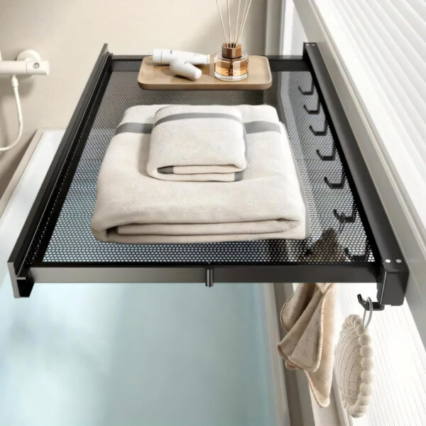 Bathroom Accessories Set - 24 Inch MIORAH Towel Rod Towel Rack Clothes Hanger and Towel Holder - Rust-Resistant Bathroom Fittings for Home Black Pack of 1 - Image 6
