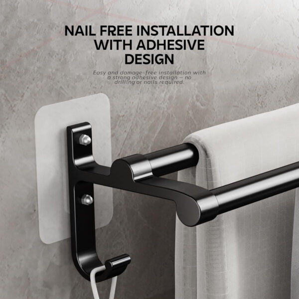 Bathroom Accessories Set - 24 Inch MIORAH Towel Rod Towel Rack Clothes Hanger and Towel Holder - Rust-Resistant Bathroom Fittings for Home Black Pack of 1 - Image 12