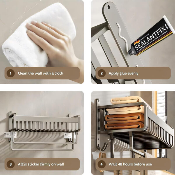 Bathroom Accessories Set - 24 Inch MIORAH Towel Rod Towel Rack Clothes Hanger and Towel Holder - Rust-Resistant Bathroom Fittings for Home Black Pack of 1 - Image 12