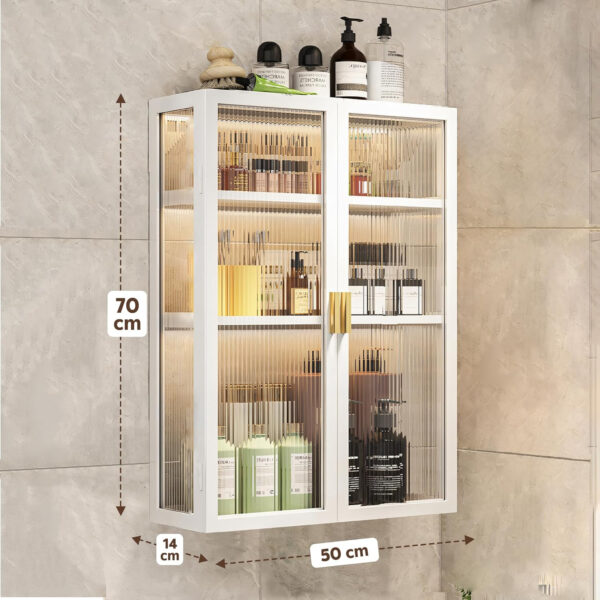 MIORAH 40 cm Wall-Mounted 2-Layer Bathroom Storage Cabinet – Space Saving Organizer Shelf for Essentials, White (No Mirror) - Image 15