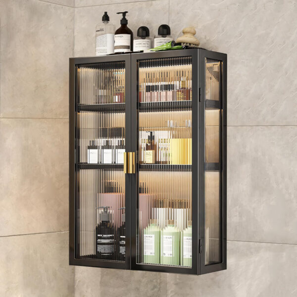 MIORAH 40 cm Wall-Mounted 2-Layer Bathroom Storage Cabinet – Space Saving Organizer Shelf for Essentials, White (No Mirror) - Image 36