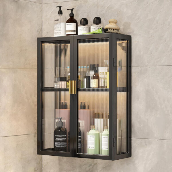 MIORAH 50 cm Wall-Mounted 2-Layer Bathroom Storage Cabinet – Space Saving Organizer Shelf for Essentials, White (No Mirror) - Image 24