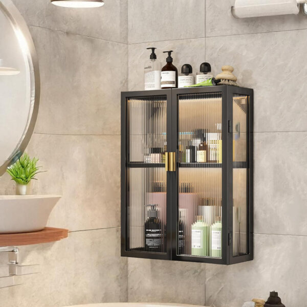 MIORAH 50 cm Wall-Mounted 2-Layer Bathroom Storage Cabinet – Space Saving Organizer Shelf for Essentials, White (No Mirror) - Image 29