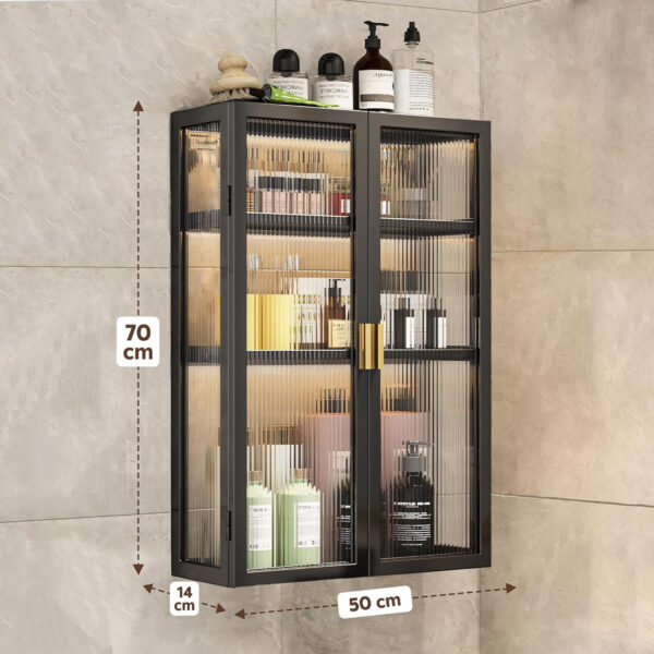 MIORAH 50 cm Wall-Mounted 2-Layer Bathroom Storage Cabinet – Space Saving Organizer Shelf for Essentials, White (No Mirror) - Image 42