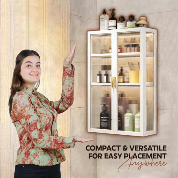 MIORAH 50 cm Wall-Mounted 2-Layer Bathroom Storage Cabinet – Space Saving Organizer Shelf for Essentials, Black (No Mirror) - Image 16