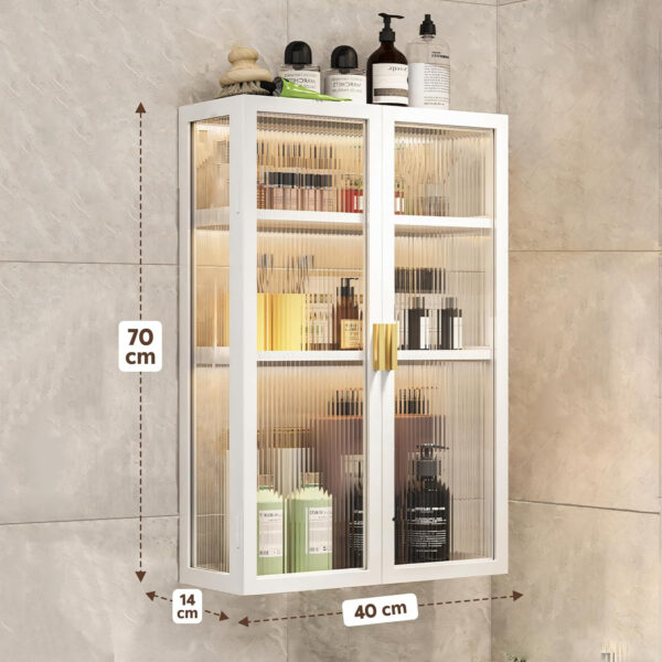 MIORAH 40 cm Wall-Mounted 2-Layer Bathroom Storage Cabinet – Space Saving Organizer Shelf for Essentials, Black (No Mirror) - Image 15