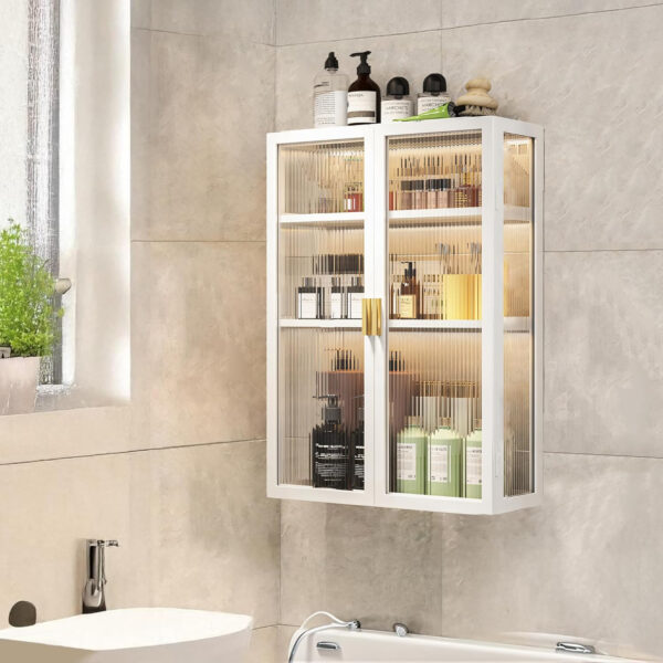 MIORAH 50 cm Wall-Mounted 3-Layer Bathroom Storage Cabinet – Space Saving Organizer Shelf for Essentials, White (No Mirror) - Image 6