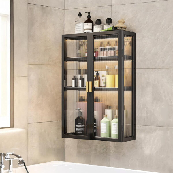 MIORAH 50 cm Wall-Mounted 3-Layer Bathroom Storage Cabinet – Space Saving Organizer Shelf for Essentials, White (No Mirror) - Image 35