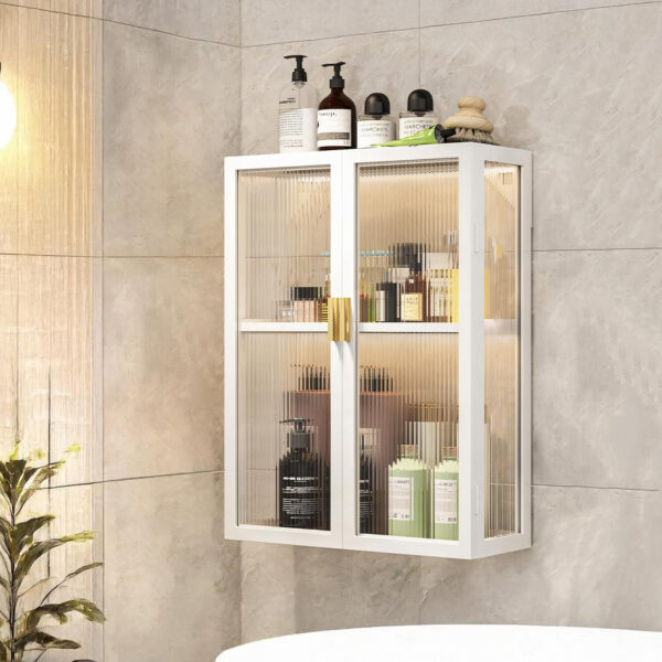 MIORAH 50 cm Wall-Mounted 3-Layer Bathroom Storage Cabinet – Space Saving Organizer Shelf for Essentials, Black (No Mirror) - Image 13