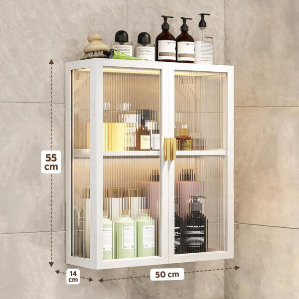 MIORAH 50 cm Wall-Mounted 3-Layer Bathroom Storage Cabinet – Space Saving Organizer Shelf for Essentials, Black (No Mirror) - Image 42