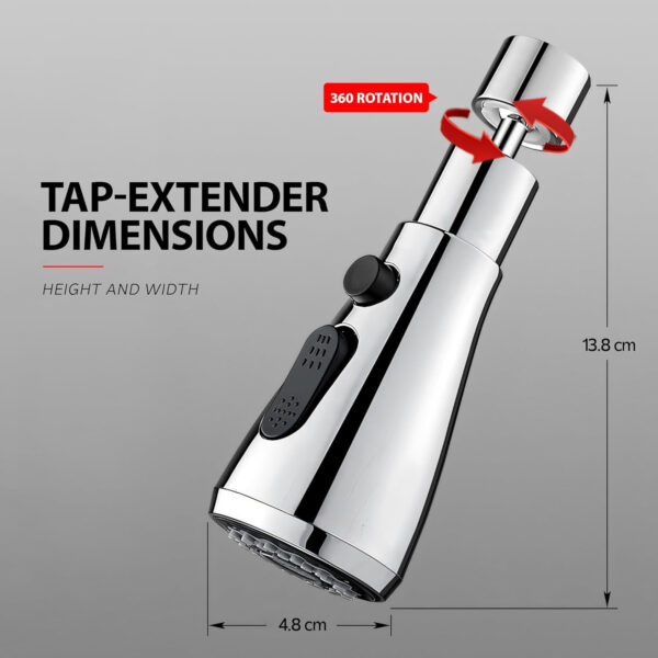 MIORAH Tap Extender for Kitchen Sink | Flexible Faucet Extension with 3 Modes for Convenient Use Silver Pack of 1 - Image 4