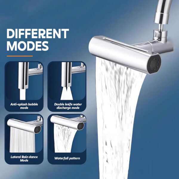 MIORAH Tap Extender for Kitchen Sink | Flexible Faucet Extension with 3 Modes for Convenient Use Silver Pack of 1 - Image 20