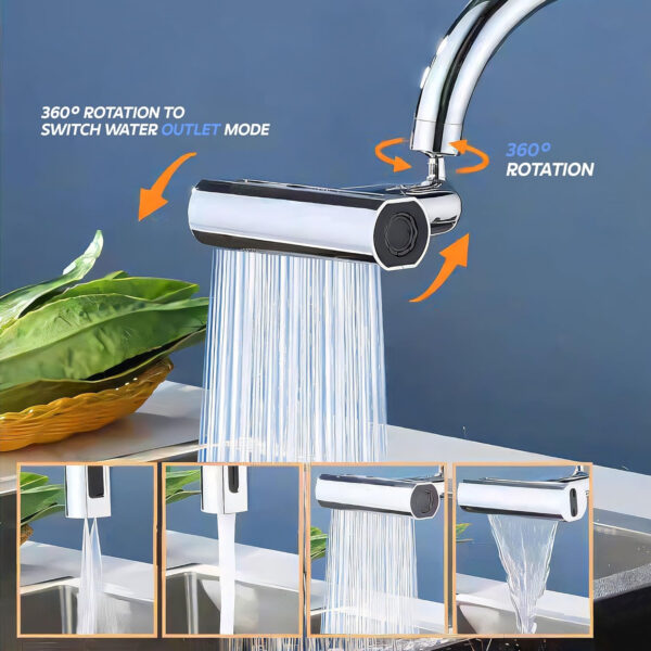 MIORAH Tap Extender for Kitchen Sink | Flexible Black Faucet Extension with 3 Modes for Convenient Use Black Pack of 1 - Image 19