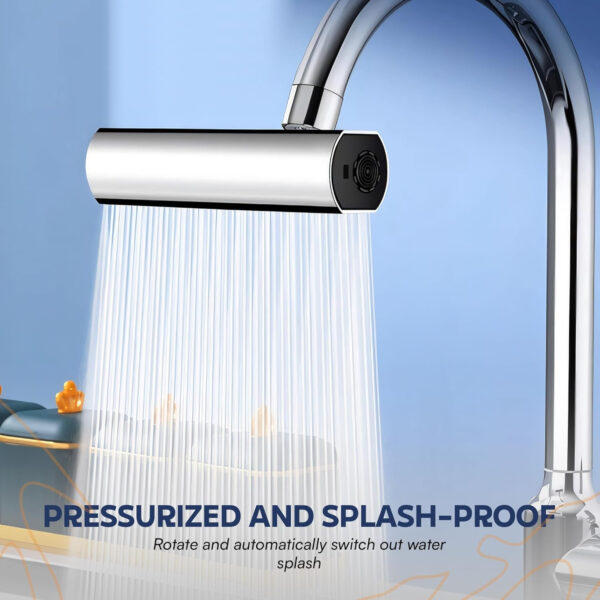 MIORAH Tap Extender for Kitchen Sink | Flexible Faucet Extension with 4 Modes for Convenient Use Silver Pack of 1 - Image 2