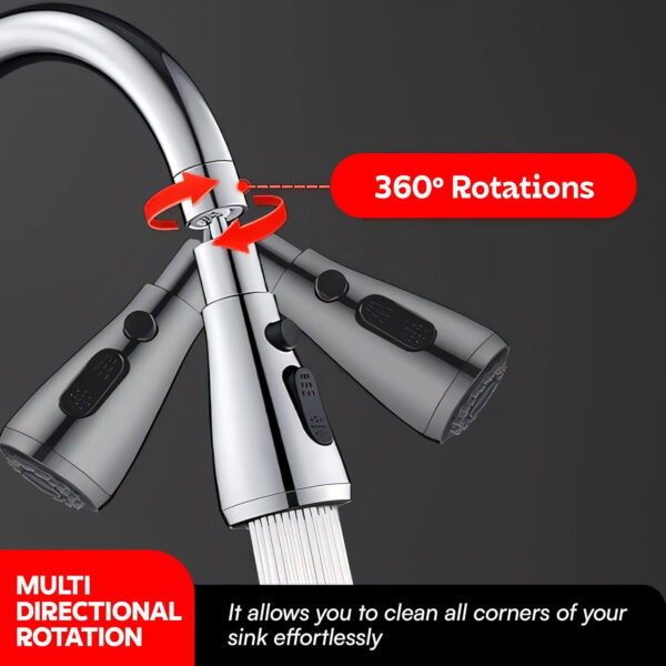 MIORAH Tap Extender for Kitchen Sink | Flexible Faucet Extension with 4 Modes for Convenient Use Silver Pack of 1 - Image 10