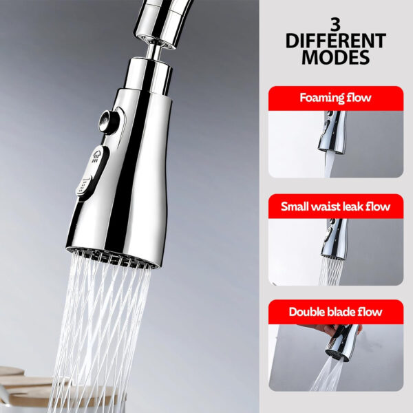 MIORAH Tap Extender for Kitchen Sink | Flexible Faucet Extension with 4 Modes for Convenient Use Silver Pack of 1 - Image 13