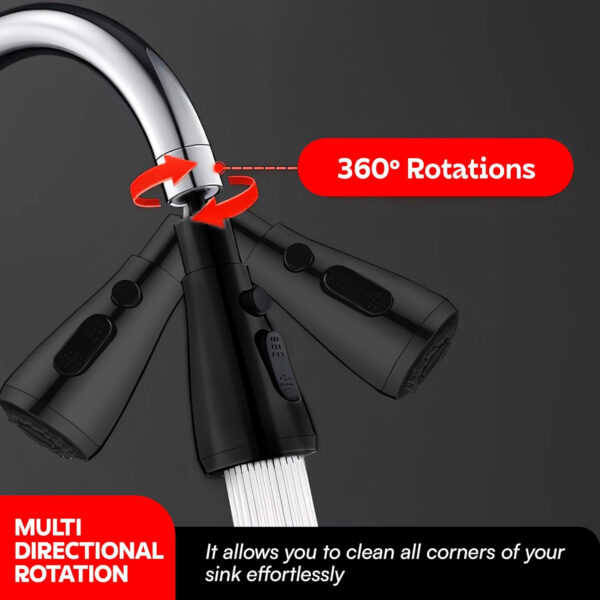 MIORAH Tap Extender for Kitchen Sink | Flexible Faucet Extension with 4 Modes for Convenient Use Silver Pack of 1 - Image 17