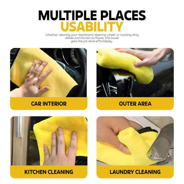 MIORAH Microfiber Cleaning Cloths Pack of 3, 30x40cm Lint-Free and Ultra Absorbent Rags for Kitchen, Windows, and Silverware 500 GSM, Multi-Purpose, Multicolor - Image 21