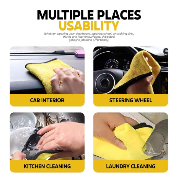 MIORAH Microfiber Cleaning Cloths Pack of 2, 35x75cm Lint-Free and Ultra Absorbent Rags for Kitchen, Windows, and Silverware 500 GSM, Multi-Purpose, Multicolor - Image 14