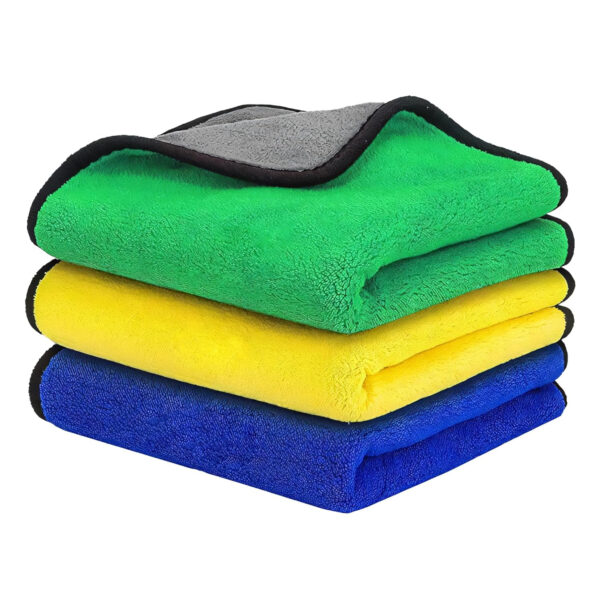 MIORAH Microfiber Cleaning Cloths Pack of 3, 40x40cm Lint-Free and Ultra Absorbent Rags for Kitchen, Windows, and Silverware 400 GSM, Multi-Purpose, Multicolor