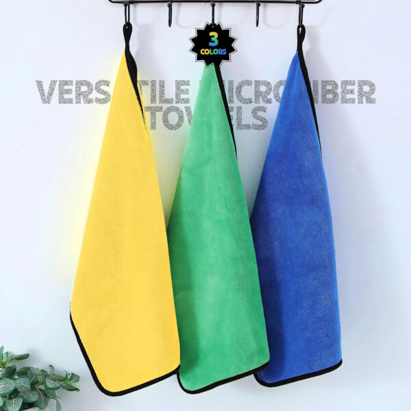 MIORAH Microfiber Cleaning Cloths Pack of 3, 40x40cm Lint-Free and Ultra Absorbent Rags for Kitchen, Windows, and Silverware 400 GSM, Multi-Purpose, Multicolor - Image 5