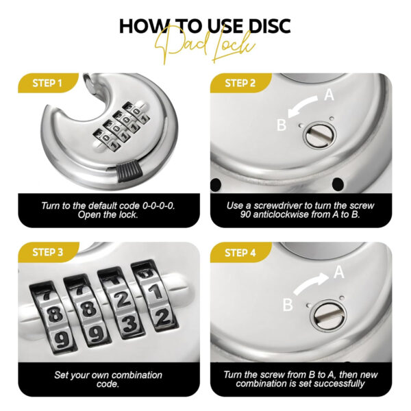 MIORAH Number Locks for Door |Combination Lock Padlock Secure Number Lock | Multi-Purpose Lock for Home, Office, and Outdoor Use Black Pack of 1 - Image 23