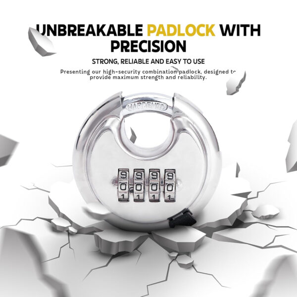 MIORAH Number Locks for Door |Combination Lock Padlock Secure Number Lock | Multi-Purpose Lock for Home, Office, and Outdoor Use Silver Pack of 1 - Image 2