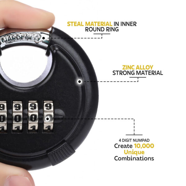 MIORAH Number Locks for Door |Combination Lock Padlock Secure Number Lock | Multi-Purpose Lock for Home, Office, and Outdoor Use Silver Pack of 1 - Image 21