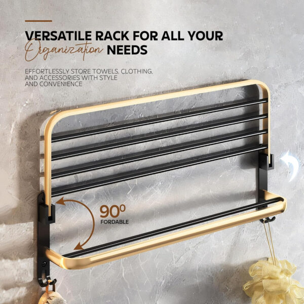 Bathroom Accessories Set - 24 Inch MIORAH Towel Rod Towel Rack Clothes Hanger and Towel Holder - Rust-Resistant Bathroom Fittings for Home Gold Pack of 1 - Image 3