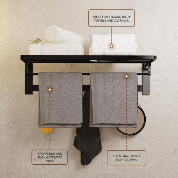 Bathroom Accessories Set - 24 Inch MIORAH Towel Rod Towel Rack Clothes Hanger and Towel Holder - Rust-Resistant Bathroom Fittings for Home Gold Pack of 1 - Image 19