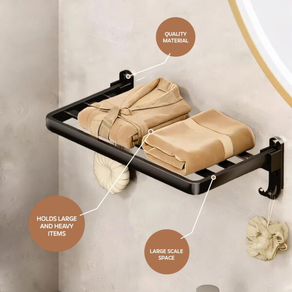 Bathroom Accessories Set - 24 Inch MIORAH Towel Rod Towel Rack Clothes Hanger and Towel Holder - Rust-Resistant Bathroom Fittings for Home Black Pack of 1 - Image 11