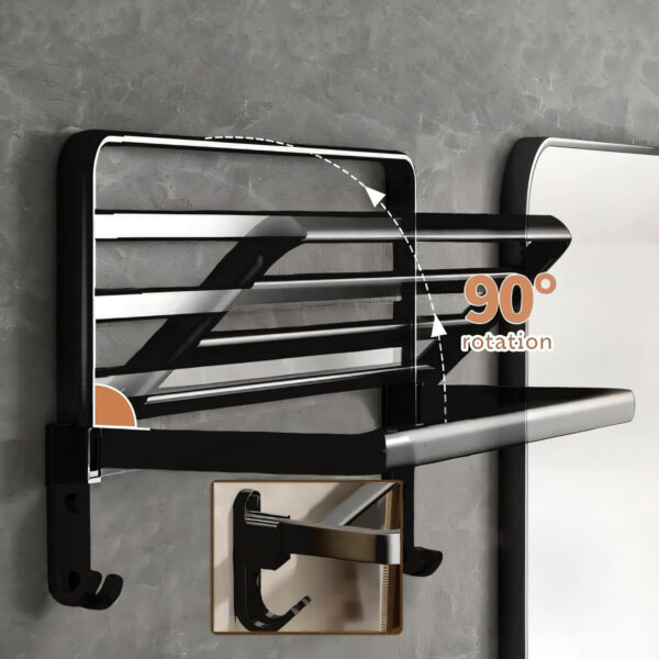 Bathroom Accessories Set - 24 Inch MIORAH Towel Rod Towel Rack Clothes Hanger and Towel Holder - Rust-Resistant Bathroom Fittings for Home Black Pack of 1 - Image 12