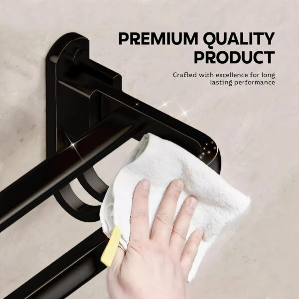 Bathroom Accessories Set - 24 Inch MIORAH Towel Rod Towel Rack Clothes Hanger and Towel Holder - Rust-Resistant Bathroom Fittings for Home Black Pack of 1 - Image 13