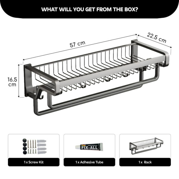 Bathroom Accessories Set - 24 Inch MIORAH Towel Rod Towel Rack Clothes Hanger and Towel Holder Rust-Resistant Bathroom Fittings for Home Black Pack of 1 - Image 2