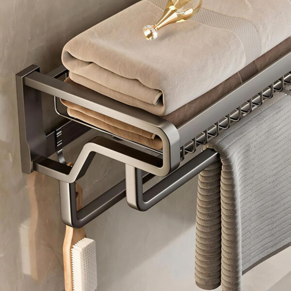 Bathroom Accessories Set - 24 Inch MIORAH Towel Rod Towel Rack Clothes Hanger and Towel Holder Rust-Resistant Bathroom Fittings for Home Black Pack of 1 - Image 6