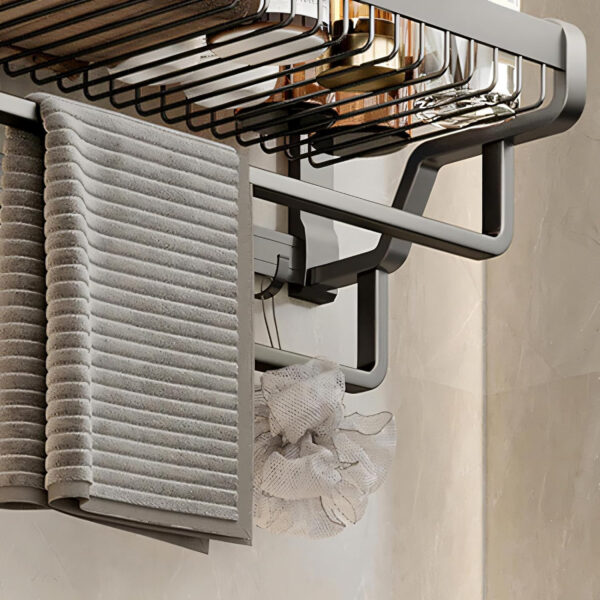 Bathroom Accessories Set - 24 Inch MIORAH Towel Rod Towel Rack Clothes Hanger and Towel Holder Rust-Resistant Bathroom Fittings for Home Black Pack of 1 - Image 7