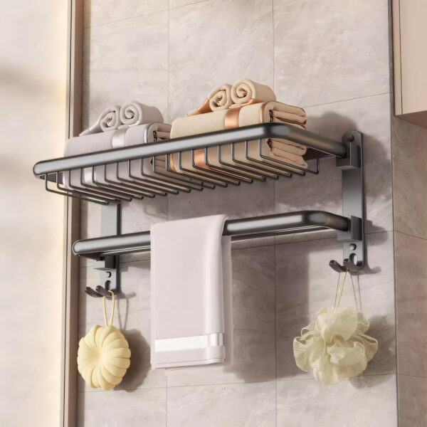Bathroom Accessories Set - 24 Inch MIORAH Towel Rod Towel Rack Clothes Hanger and Towel Holder Rust-Resistant Bathroom Fittings for Home Black Pack of 1 - Image 10