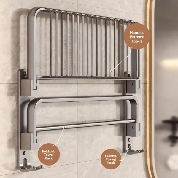Bathroom Accessories Set - 24 Inch MIORAH Towel Rod Towel Rack Clothes Hanger and Towel Holder Rust-Resistant Bathroom Fittings for Home Black Pack of 1 - Image 12