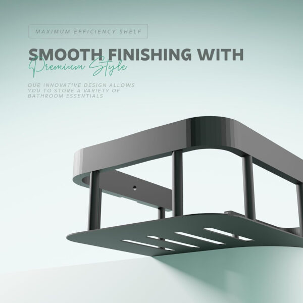 MIORAH No Drill Bathroom Shelves | Bathroom Accessories Set | Adhesive Black Carbon Steel Shelf | Pack of 1 - Image 12