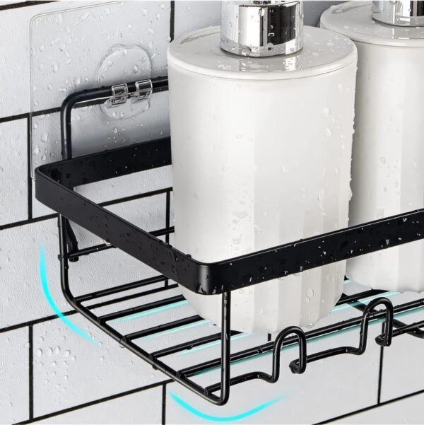 MIORAH No Drill Bathroom Shelves | Bathroom Accessories Set | Adhesive Black Carbon Steel Shelf | Pack of 1 - Image 19